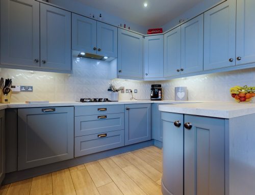 Santry Light and Dark Grey Kitchen with Curved Worktop