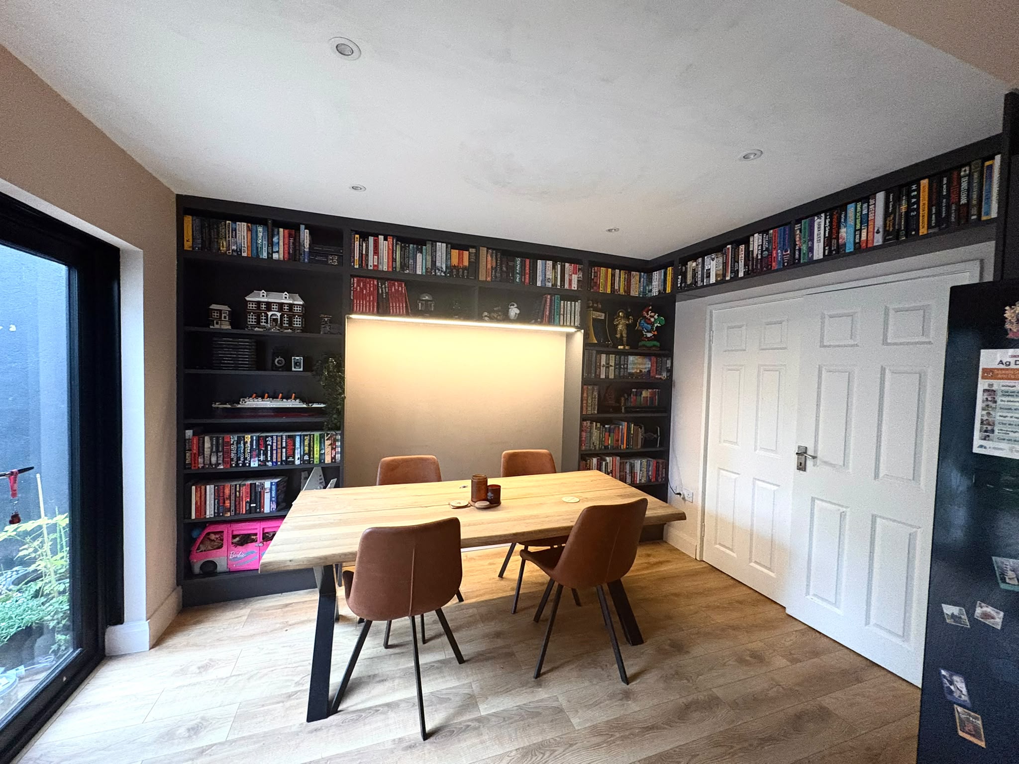 Bookcase with couch